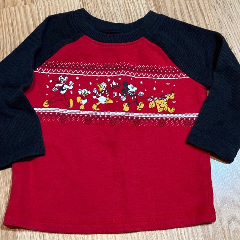 Disney Mickey Mouse & Friends Holiday Christmas Raglan Toddler Shirt